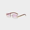 Classic Vintage Rimless Square Leopard Head Sunglasses - Görsel 5