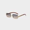 Classic Vintage Rimless Square Leopard Head Sunglasses - Görsel 3