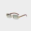 Classic Vintage Rimless Square Leopard Head Sunglasses - Görsel 2